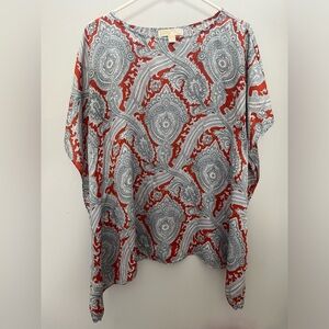Michael Kors paisley print abstract silk top S/M